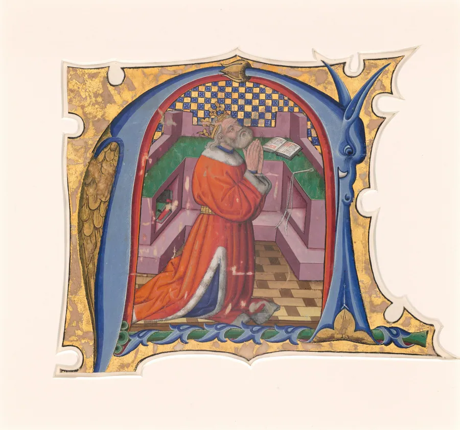 Initial N (?) with David in Prayer by Master of the Cypresses