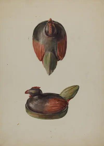 Pa. German Carved Wooden Chicken