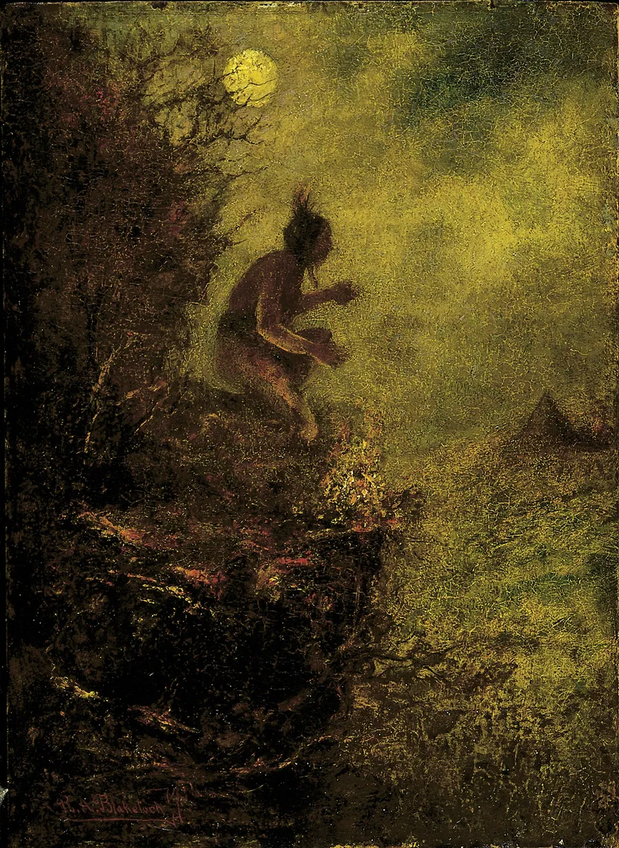 The Signal Fire by Ralph Albert Blakelock, born New York City 1847-died Elizabethtown, NY 1919