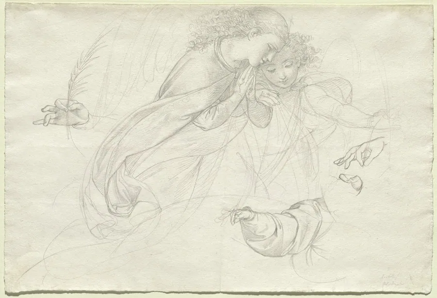 Two Grieving Angels (verso) by Johann Evangelist Scheffer von Leonhardshoff