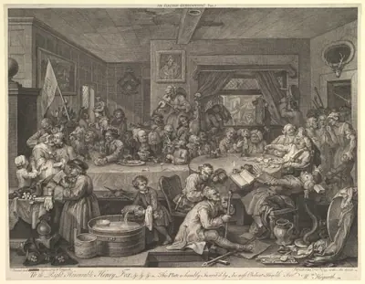 An Election Entertainment, Plate I: Four Prints of an Election