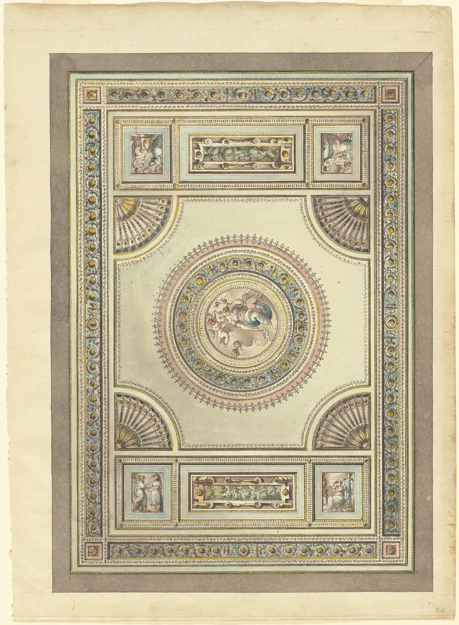 An Ornate Ceiling with an Allegory of Spring by Giacomo Quarenghi