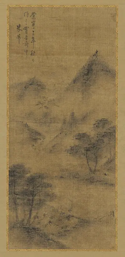 Landscape: mountain peaks and stream