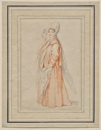 Two Veiled Young Women, probably Lilla Amnani and Her Sister