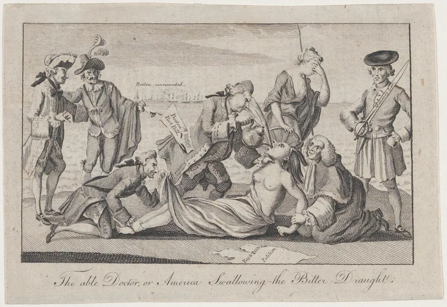 The Able Doctor, or America Swallowing the Bitter Draught by Anonymous, British, 18th century