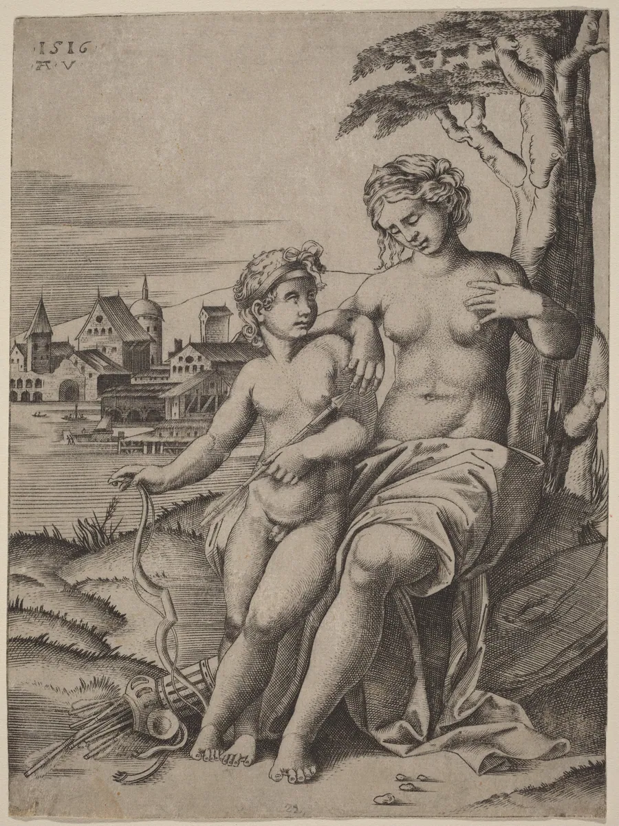 Venus and Cupid by Agostino dei Musi