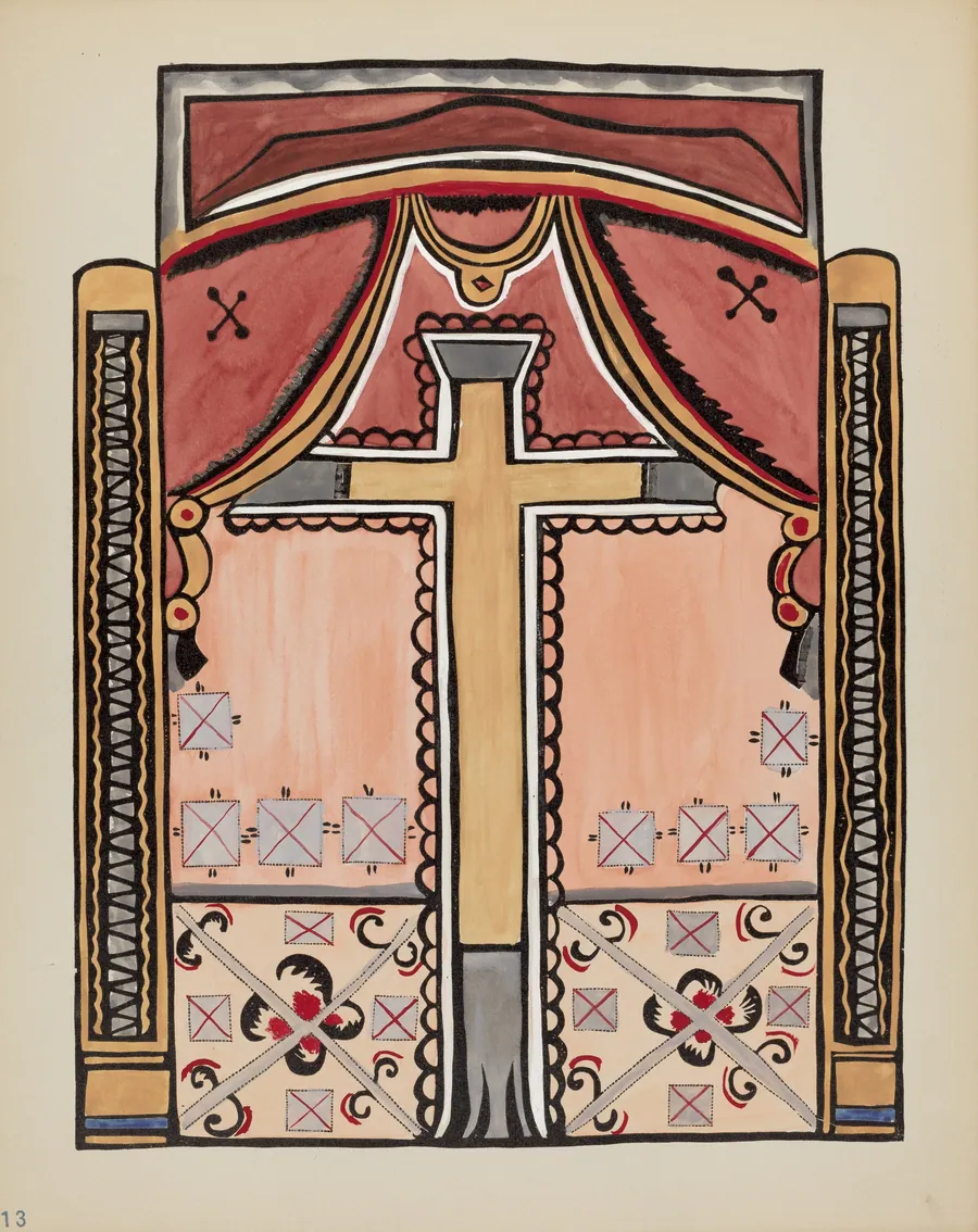 Plate 13: Design with Cross, Chimayo: From Portfolio "Spanish Colonial Designs of New Mexico" by American 20th Century