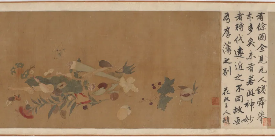 Flowers, fruit, shells, and insects by Formerly attributed to Xu Xi (active mid-10th century)
