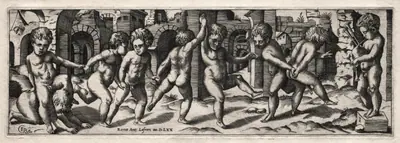 Frieze of Children Dancing to a Bag-pipe
