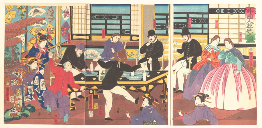 歌川義虎画　『外国人遊興之図』|Foreigners Enjoying a Party (Gaikokujin yūkyō no zu) by Utagawa Yoshitora