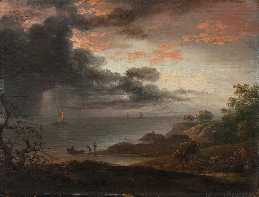 Tordenregn nedstyrtende i havet by Jens Juel