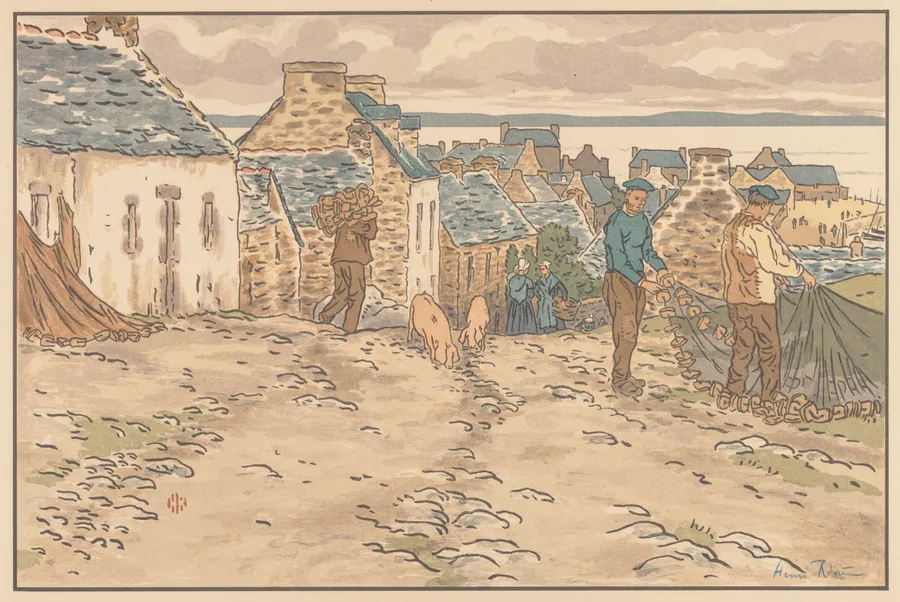 The Beautiful Countryside in Brittany: Street in Tréboul by Henri Rivière