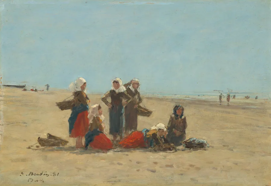 Women on the Beach at Berck by Eugène Boudin