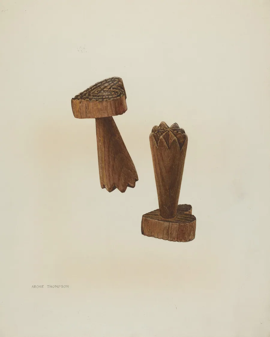 Pa. German Treen Double Butter Stamp by Archie Thompson