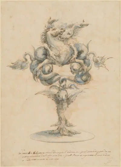 A Wine Decanter with Two Fighting Sea Horses