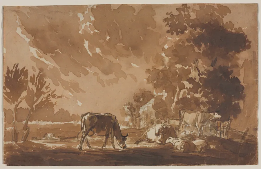 Landscape with Cattle (recto) by Jules Dupré