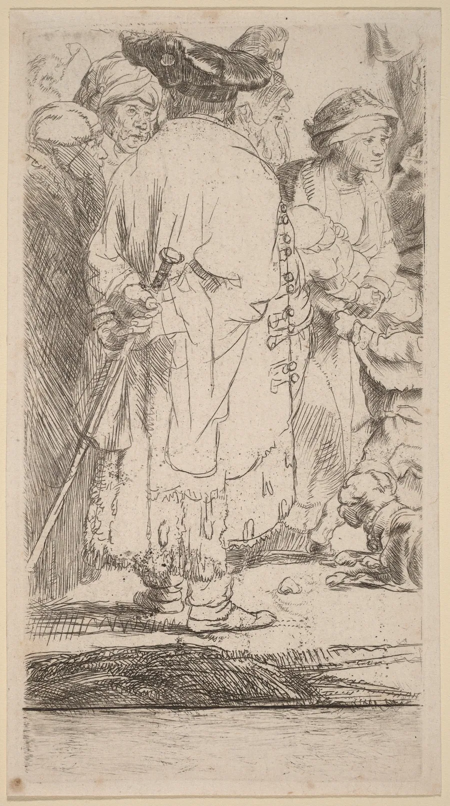 The Man with a Cane (Fragment from the Hundred Guilder Print) by Rembrandt van Rijn