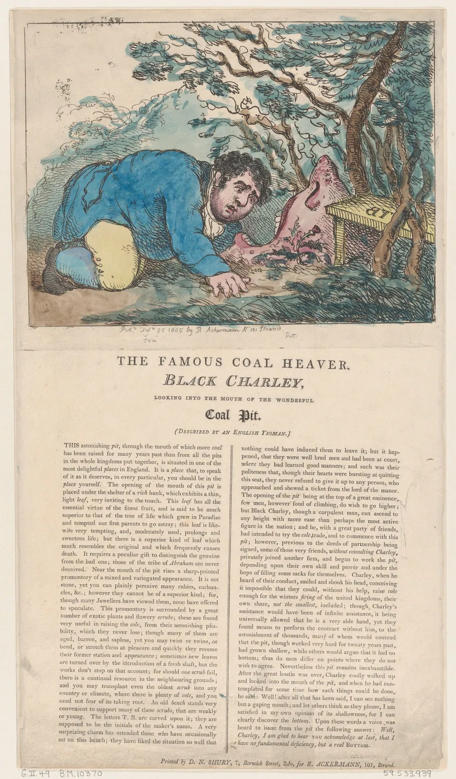 The Famous Coal Heaver Black Charley Looking into the Mouth of the Wonderful Coal Pit by D. N. Shury