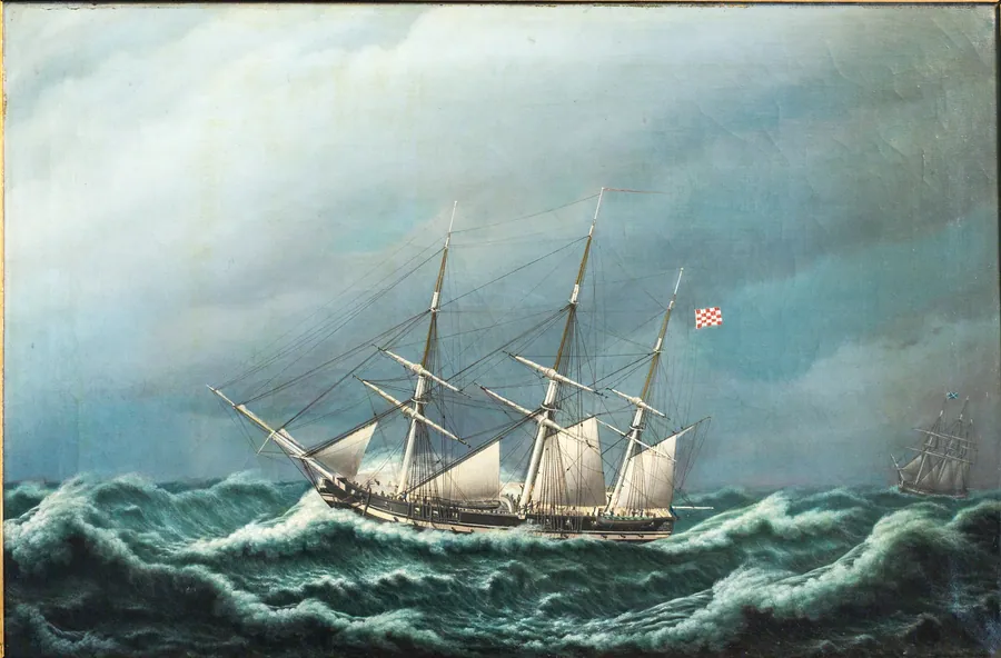 To danske fregatter i en storm signalerer med hinanden by Jacob Petersen