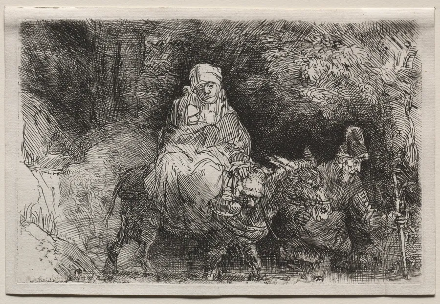 The Flight into Egypt: Crossing a Brook by Rembrandt van Rijn
