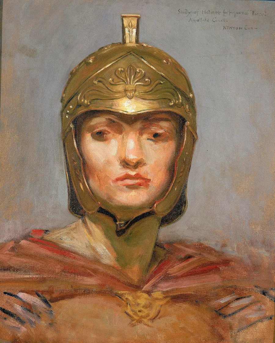 Study for Mural for Appellate Court Building, New York; "Statute Law", Helmet for Figure of "Force" by Kenyon Cox, born Warren, OH 1856-died New York City 1919