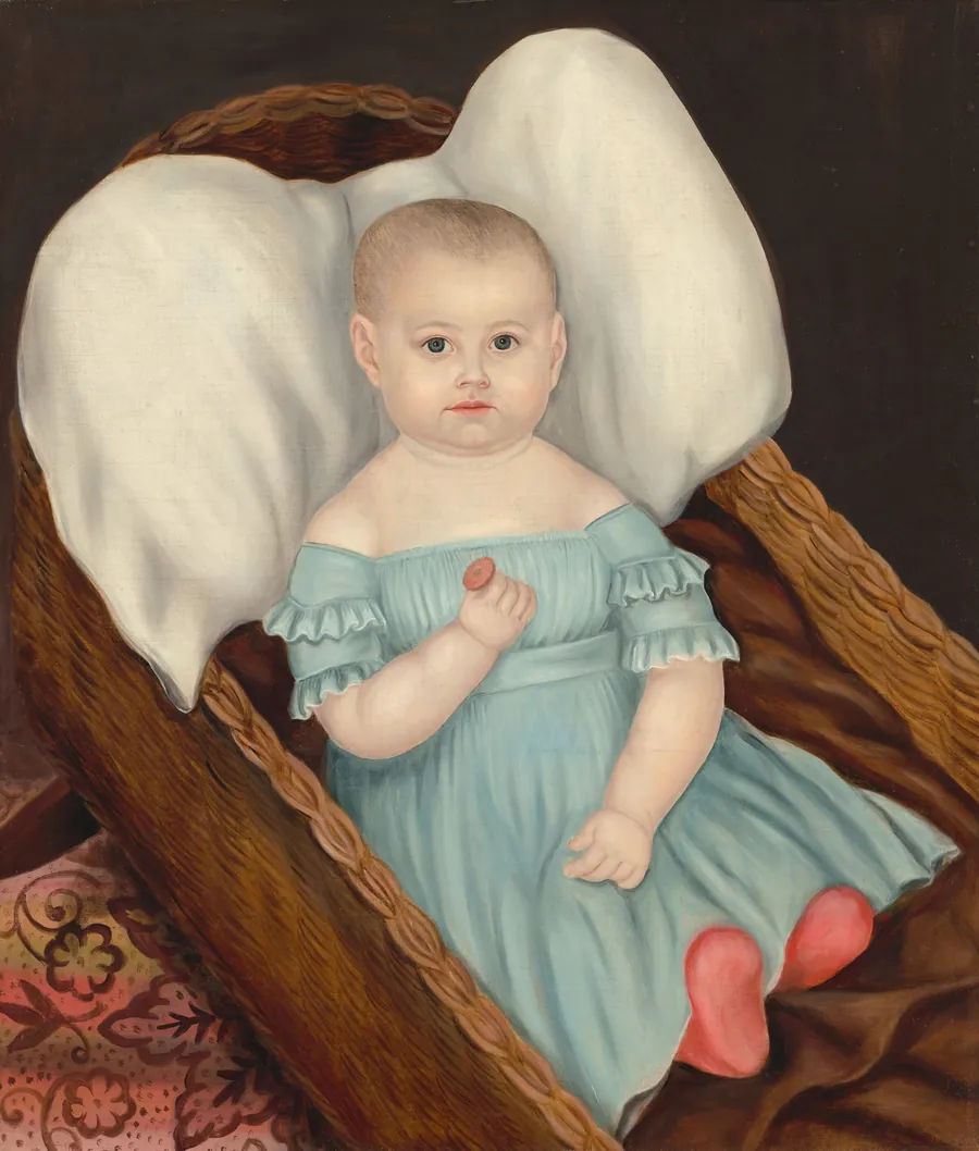 Baby in Wicker Basket by Joseph Whiting Stock
