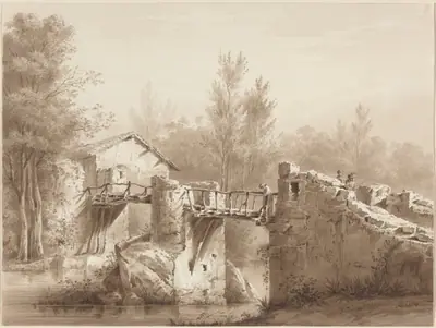 A Country Road across an Ancient Bridge