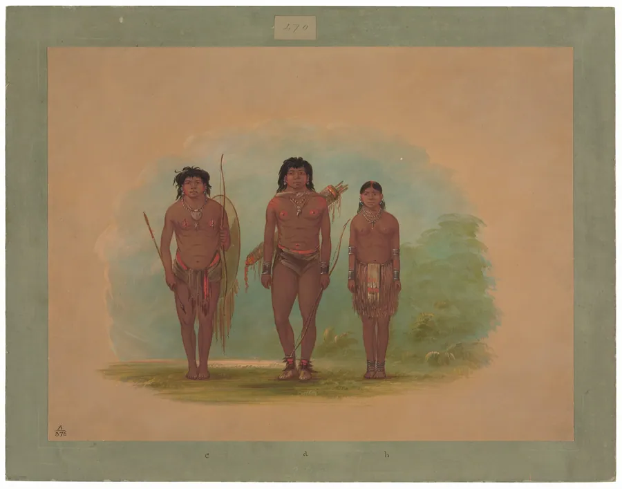 Chaco Chief, His Wife, and a Warrior by George Catlin