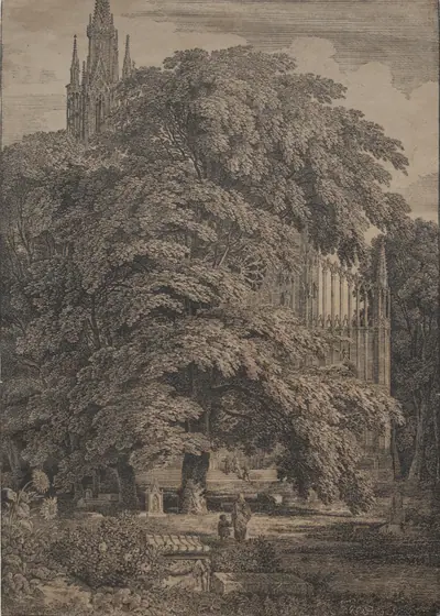Gothic Church among Oaks