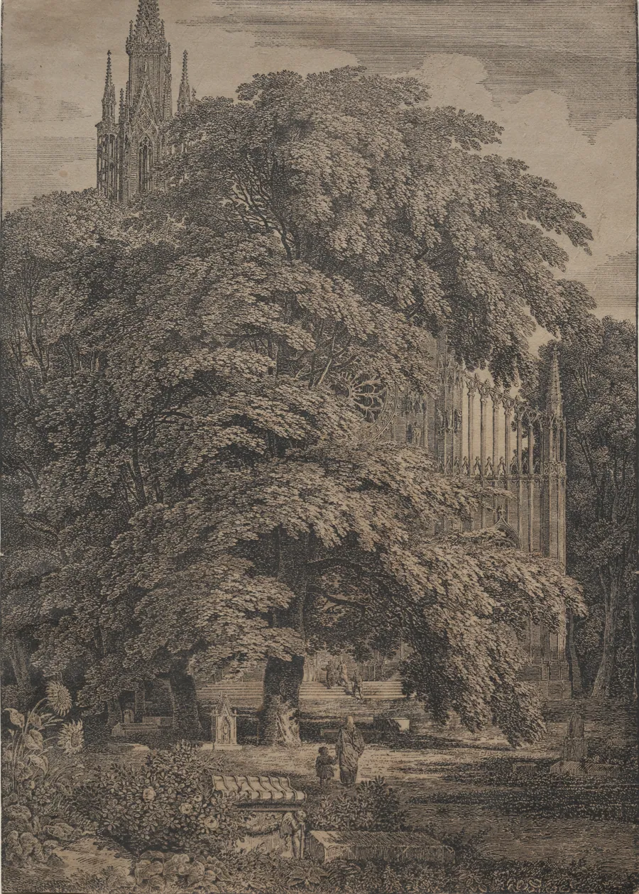 Gothic Church among Oaks by Karl Friedrich Schinkel