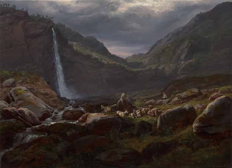 Feige Waterfall (Feigefossen), Lysterfjord, Norway by Johan Christian Clausen Dahl