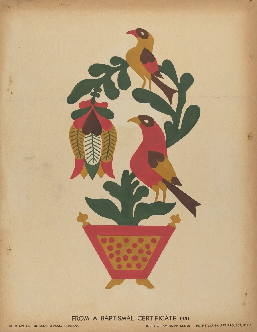 Drawing for Plate 12: From the Portfolio "Folk Art of Rural Pennsylvania" by American 20th Century