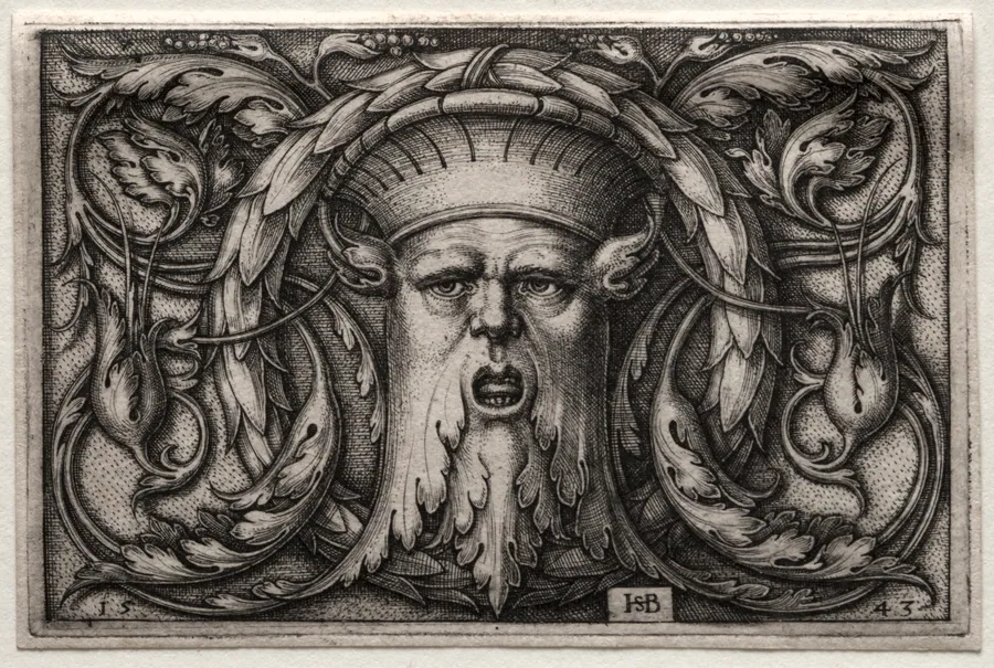 Ornament of Satyr's Head and Wreath by Hans Sebald Beham