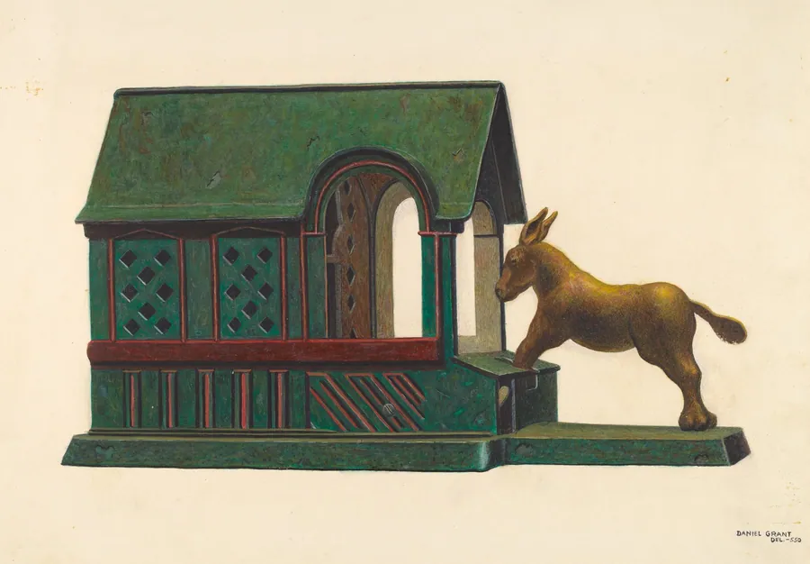 Toy Bank: Mule and Manger by D.J. Grant