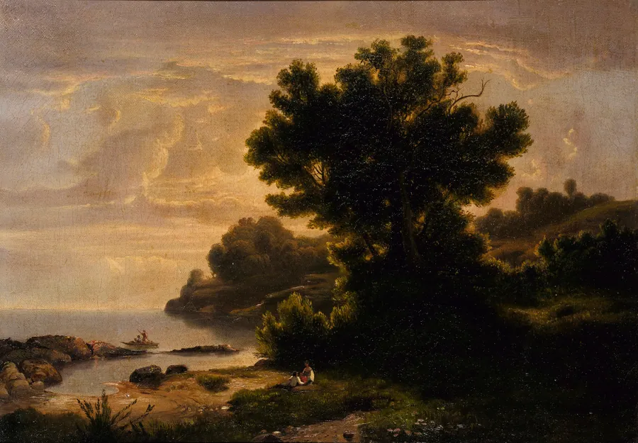 Landscape with Family by Lake by Robert S. Duncanson, born Fayette, NY 1821-died Detroit, MI 1872