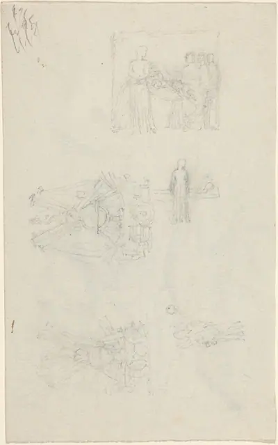 Studies of a Sickbed and Decorations for the Façade of Buckingham Palace [recto and verso]