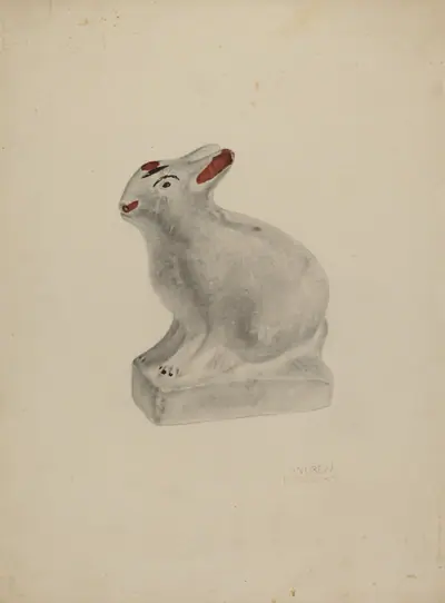 Pa. German Seated Chalkware Rabbit