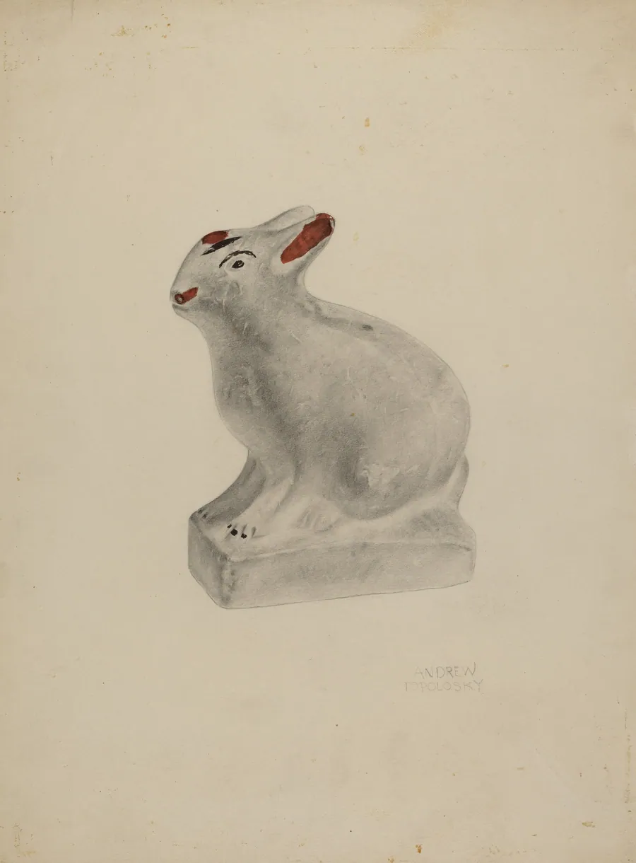 Pa. German Seated Chalkware Rabbit by Andrew Topolosky