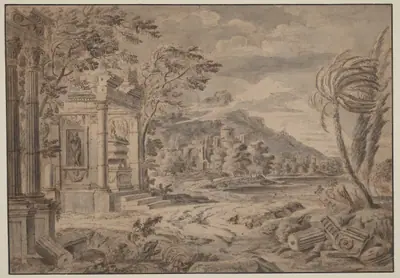 Antique Ruins along a Mountain Coast