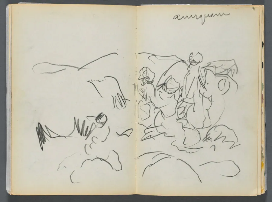 Sketchbook- The Granite Shore Hotel, Rockport, page 090 & 91: "Annisquam" by Maurice Prendergast