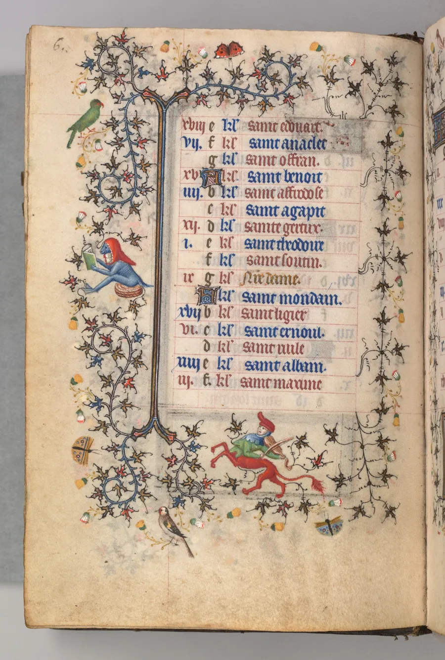 Hours of Charles the Noble, King of Navarre (1361-1425): fol. 3v, March by Master of the Brussels Initials and Associates