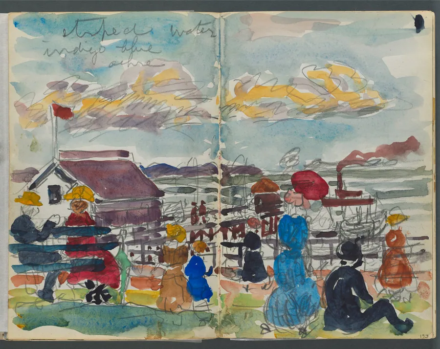 Sketchbook, The Dells, N° 127, page 152 & 153: Figures on a Coast by Maurice Prendergast