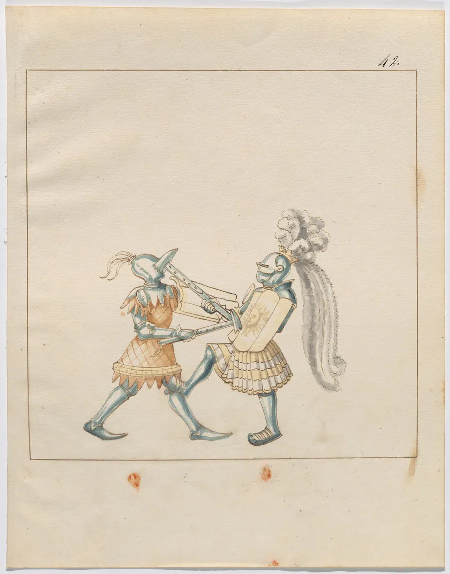 Foot Combat with War Hammers and Tartsche Shields by German 16th Century