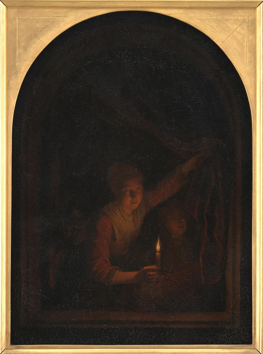 En pige med et lys by Gerard Dou