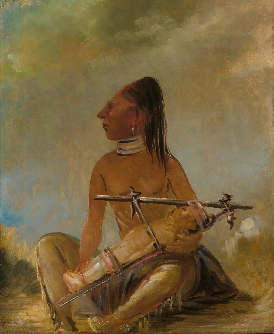 Woman and Child, Showing How the Heads of Children are Flattened by George Catlin, born Wilkes-Barre, PA 1796-died Jersey City, NJ 1872