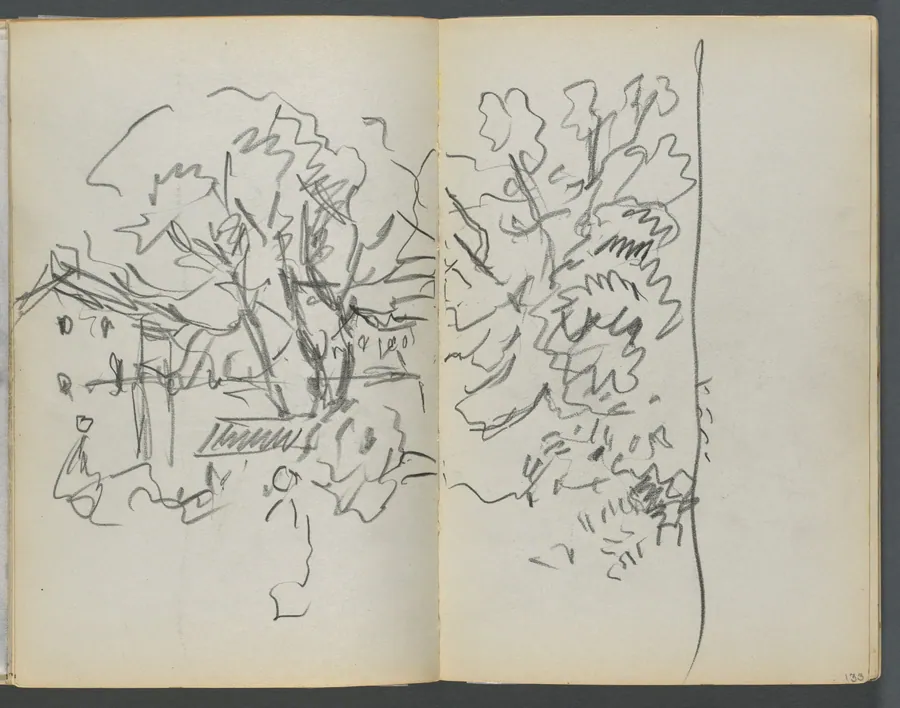 Sketchbook, The Dells, N° 127, page 132 & 133: Landscape by Maurice Prendergast