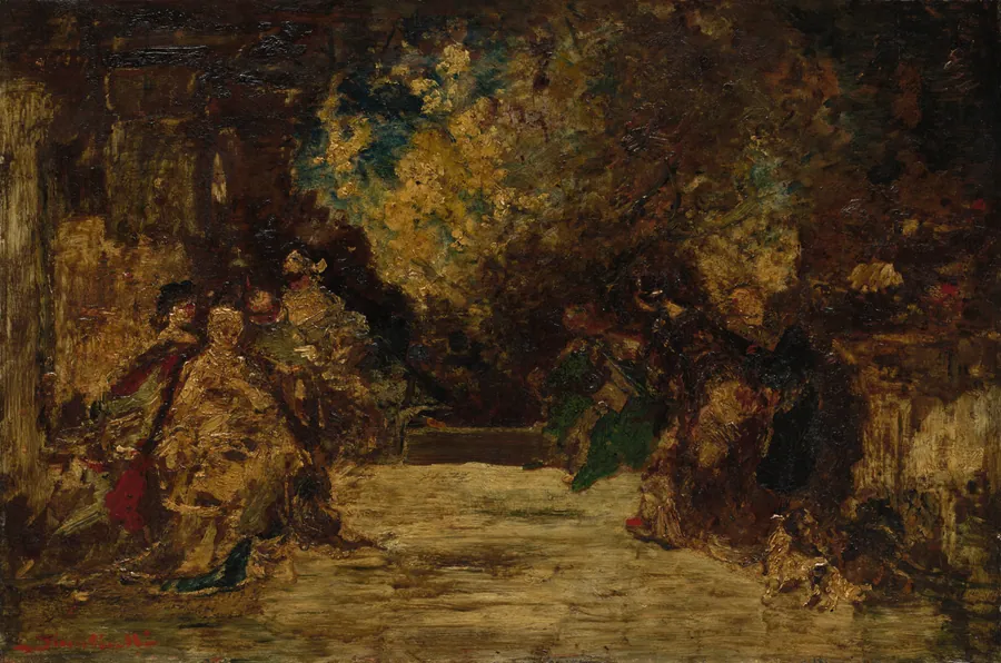 Figures on a Terrace by Adolphe Monticelli