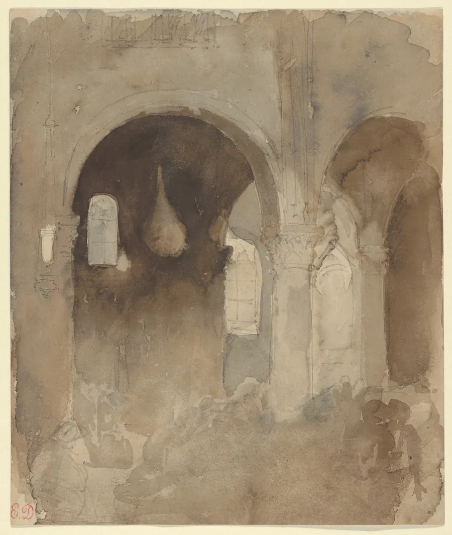 Interior of the Church of Valmont Abbey by Eugène Delacroix