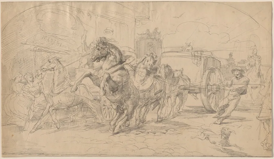 The Runaway Carriage by Eugène Delacroix