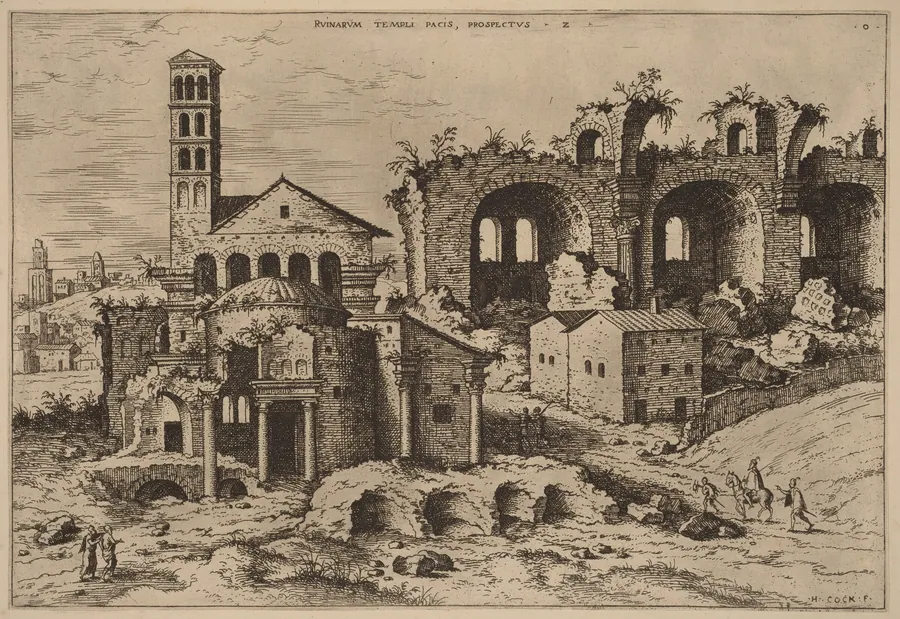 The Temple of Augustus and Faustina, the Temple of Divus Romulus, and the Basilica of Constantine by Hieronymus Cock